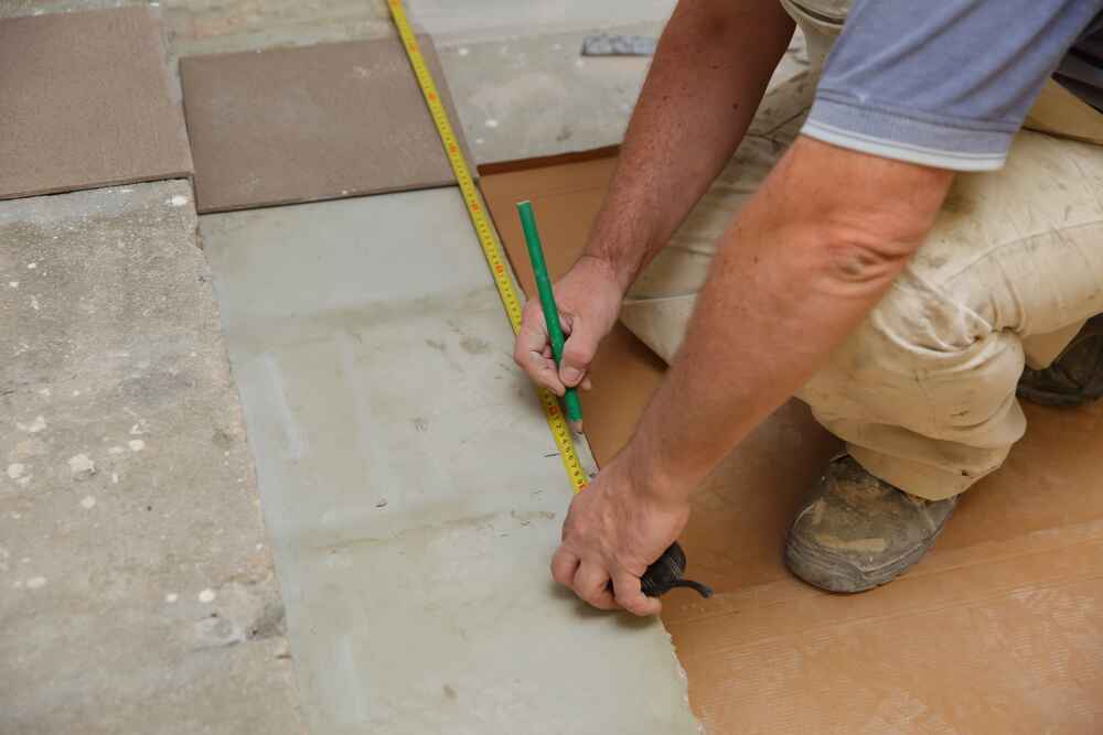Bathroom design of tile flooring and shower layout